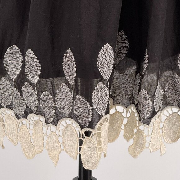 Vtg Max Edition Smocked Dress Womens L Floral Embroidery Hem Milkmaid Peasant - Picture 4 of 6